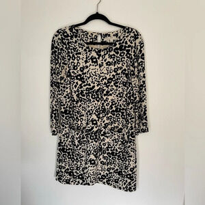 J. Crew Jules Leopard Print Lightweight Cream Black Dress‎